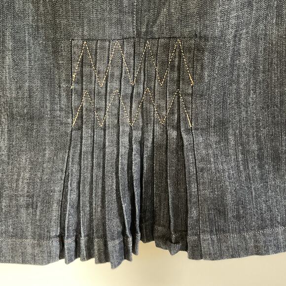 VTG Y2K Fashion Bug Denim Skirt Sz 18W Blue Pleated Knee Length Academia Preppy - Picture 4 of 8
